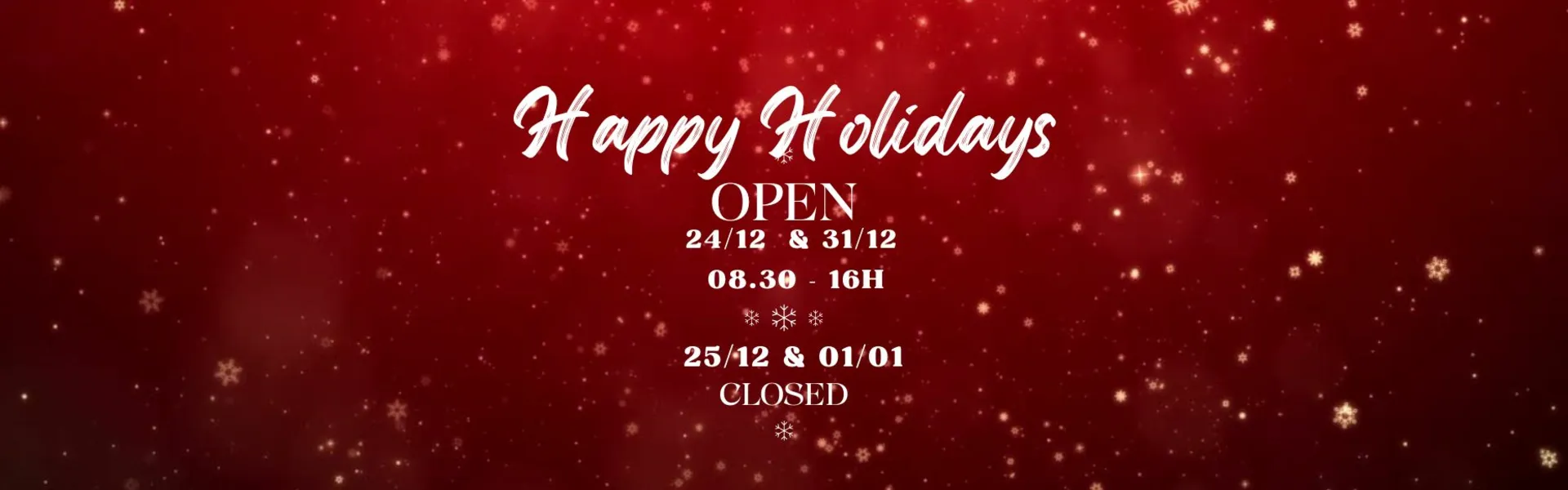 Openingsuren Kerst en nieuw