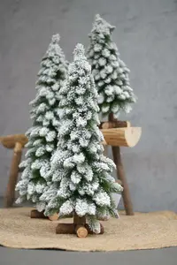 Downswept Flocked Forestree Wood Cross Base h76cm - afbeelding 2