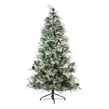 Frosted Mountain Spruce with cones Hinged 213 cm kunstkerstboom - afbeelding 1
