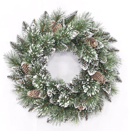 Glittery bristle wreath 12 cones 61cm - afbeelding 1