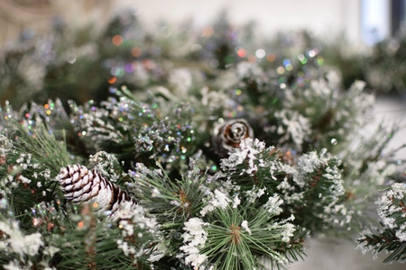 Glittery bristle wreath 12 cones 61cm - afbeelding 2