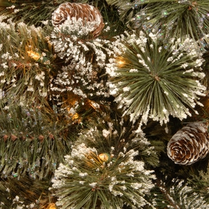 Glittery bristle wreath 12 cones 61cm with 50 led - afbeelding 2