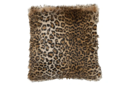 Kussen nepbont leopard zwart/bruin (44x41x12cm) - afbeelding 1