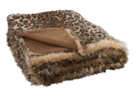 Plaid nepbont leopard zwart/bruin (180x130x3cm) - afbeelding 2