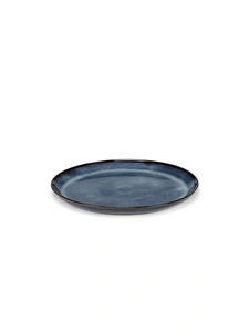 Pure - bord opstaande rand pure m l23,5 x b23,5 x h1,8 cm donkerblauw geglazuurd