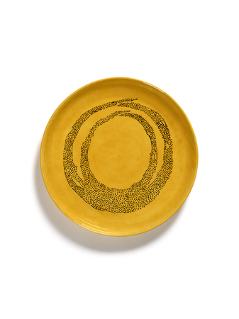 Serveerschotel Feast S - Sunny yellow swirl-dots zwart - afbeelding 1