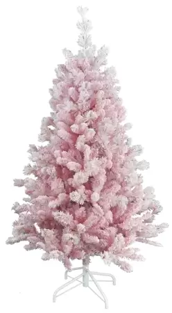Teddy Pink Flocked Hinged 210 cm kunstkerstboom